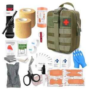 Erste-Hilfe-Set Outdoor Militär, 61 Stück First Aid Kit Military, Ifak gefüllt, Emergency Kit für Outdoor-Camping, Jagd, Wandern, Zuhause, Auto, Klettern (militärisches Grün)