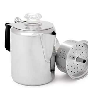 Edelstahl-Perkolator für Camping und Wochenendausflüge, robuste Konstruktion aus 18/8-Edelstahl, 3-Cup-Fassungsvermögen