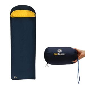 Leichter Deckenschlafsack für Erwachsene, Trek Comfort von outdoorer, 880g, Reise Schlafsack, blau, kleines Packmaß 28x15cm