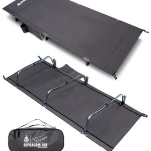 Klappbares Campingbett für Outdoor, Reisen und Garten, tragbar bis 180 kg, faltbar und leicht, Grau