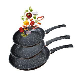 Drei-teiliges Pfannenset mit Antihaftbeschichtung, ideal für Induktionsherde, Gas-, Elektro- und Cerankochfelder