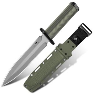 Hochwertiges SMITH CHU Survival Messer für Outdoor-Tätigkeiten, mit Kydex-Scheide und Schleifstein, ergonomischer Griff, grün Bushcraft Ausrüstung