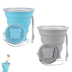 Faltbare Becher, Faltbarer Becher, Outdoor, Reisen, Wandern, Picknick, Büro, Grau und Blau