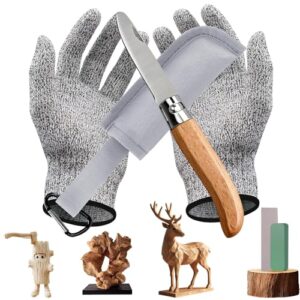 Kinder-Schnitzmesser, Schnitzset für Kinder ab 6 Jahren mit Handschuhen und Messerscheide
