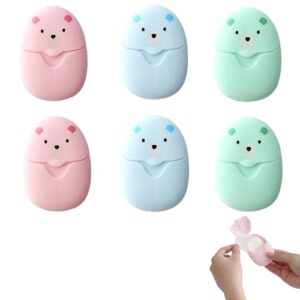 6 Boxen Seifenblätter für Reise, portable Seifenpapier, biologisch abbaubare Mini-Seife und Reiseseife, tragbare Einweg-Papiere mit Kunststoffbox für unterwegs, Badezimmer