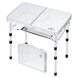 Hoehenverstatter Campingtisch, kleiner Klapptisch für Outdoor-Ausflüge, tragbare Campingtische mit Netzschicht und Metallschlossern