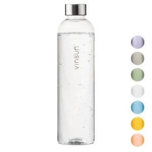 VINSUN Trinkflasche 1L transparent, wiederverwendbar, kohlensäure geeignet, BPA frei, Tritan, Leichte Wasser Flasche für Sport, Outdoor, Schule, Uni, Fahrrad, Büro, Gym