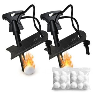 Vipuikos 2 Stück Feuerstein Survival - 6-in-1 Feuerstahl Outdoor - Magnesium Feuerstarter mit Feueranzünder und Zündholzballen für Camping, Wandern, Bushcraft