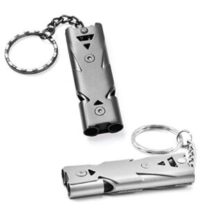 2 Stück Notfallpfeife aus Edelstahl, hoch dekbibel Signalpfeife für Outdoor Überleben Camping Wandern