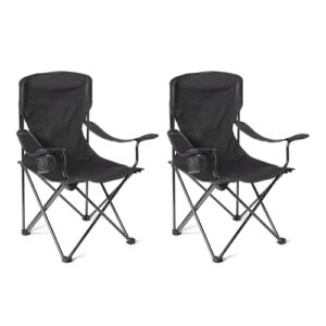 Amazon Basics Tragbarer Klappbarer Campingstuhl mit Getränkehalter - Outdoor-Stuhl mit Stabilem Stahlrahmen