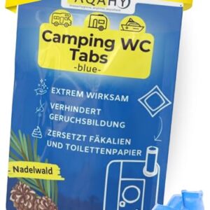 AQAHY Camping Toiletten Zusatz - Tabs Blue extra stark, Nadelwald WC Drops, Chemietoilette Tabs entfernen unangenehme Gerüche, Made in Deutschland
