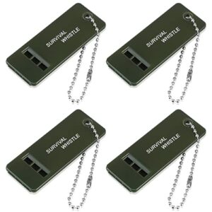 BBTO 4 Stück Signalpfeife Notfallpfeife Überleben Pfeife Laut Notfall Pfeife 3 Löcher High Decibel Whistle mit Lanyard für Bootfahren, Überleben im Wasser, Wandern, Camping, Klettern (Grün)