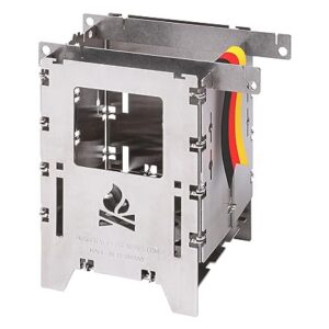 BUSHBOX LF Outdoor-Kocher, Hobo-Kocher, Camping, Holzkohle, Gas, Spiritus, faltbar, kompakt, edelstahl, 100% Made in Deutschland, portable Kocher für den Urlaub und die Freizeit