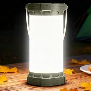Campinglampe und Zeltlampe mit 1500 lm starkem Licht, 135 LED und 200 Stunden Akkulaufzeit. Drei Farbmodi und fünf Helligkeitsstufen sowie ein SOS-Blitzlicht für Notfälle.