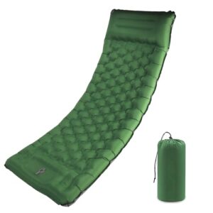 SHANNA Isomatte Outdoor Camping Luftmatratze: Extra Dick 12cm Ultraleicht Isomatte mit Fußpumpe Verbindbare 50D Isolierte Schlafmatte mit Kissen für Trekking, Camping, Wandern, Zelt (Olivengrün)
