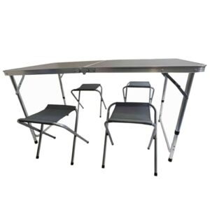Camping-Sitzgarnitur - klappbar (4 Hocker & 1 Tisch) aus Metall, perfekt für Picknicks und Festivals
