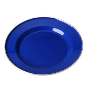 Campingteller in Blau, Ø 20 cm, Emaille, für Reisen, Picknick und Outdoor-Geschirr