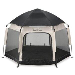 Deryan Up-To-Go pop-up Reisebett & Kinderbox - tragbare Strandmuschel für Babys und Kleinkinder mit faltbarer Matratze und Tragetasche, 150 x 170 x 125 cm