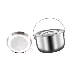 Edelstahl-Camping-Topf mit faltbarem Griff und Deckel für große Kapazität, perfekt für Outdoor-Camping, Picknick, Wandern und Küche