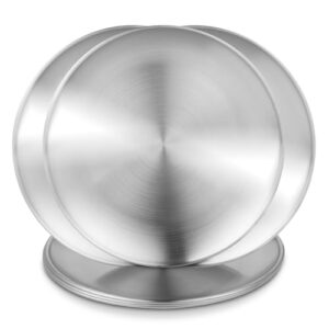 6 Stück Edelstahl Teller Ø 20cm, Silberne Runde Servierteller, Robuste Edelstahlteller für Camping, Picknick, Wandern, Küche, Party