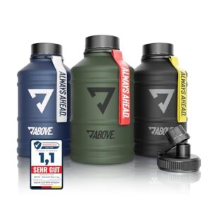 BPA-freie Edelstahl Trinkflasche mit Extra-Trinkverschluss für Sport, Fitness und Outdoor-Aktivitäten - 2L Metallflasche von ABOVE.