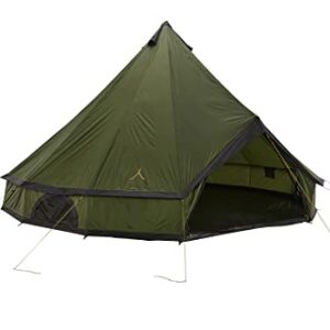 Campingzelt für 10 Personen, Rundzelt mit Moskitonetzeinsätzen und eingenähtem Wannenboden