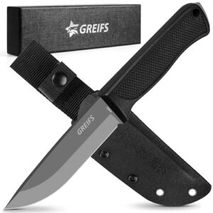 GREIFS Outdoor-Messer G-Serie aus 440C Stahl mit Holster & Dangler, edles Survival Messer für die Bushcraft Ausrüstung, Jagdmesser, Schnitzmesser, Fahrtenmesser