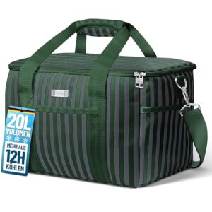 Hohe Bildqualität: Eine Isoliertasche mit modernem Design und Funktionen wie hochwertiger Thermoisolierung, wasserfestem Polyester und platzsparender Falteigenschaft. Perfekt für Einkaufen, Picknicks und Auto. Große 20L Kapazität.