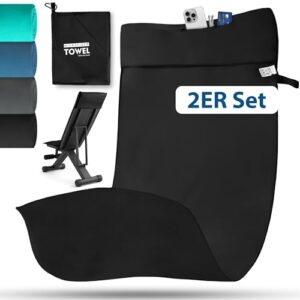 Novent Fitness Handtuch aus Mikrofaser 2er Set, 120x50cm Gym Handtuch mit Reißverschluss Tasche, Kompakt, rutschfest & Schnelltrocknend Sporthandtuch für Fitnessstudio und Sport