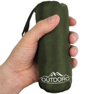Outdoro Hüttenschlafsack - mikrofasertreibe, atmungsaktiv und robust - ideale Größe für Outdoor-Abenteuer