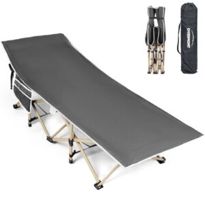 Klappbares Camping-Bett für Erwachsene, 190 x 71 x 36 cm groß, bis 250 kg belastbar, Oxford-Gewebe mit Seitentasche und Tragetasche