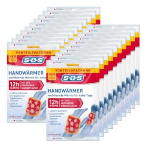 SOS Handwärmer Set - 20x 2 Paar (4 Stück) - Wärmepads zur Einmalanwendung - bis zu 12 Stunden Wärme - selbsterwärmend durch Sauerstoff - mit Handrückenschlaufe - ideal für Winter & Outdoor
