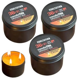 Survival-Kerzen mit langer Brenndauer, 3 Dochte, 36 Stunden Notkerze in Blechdose, großartige Lichtquelle für Katastrophenvorsorge und Überleben