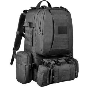 Taktischer Rucksack für Outdoor-Aktivitäten wie Camping, Wandern und Jagen. Große Molle-Tasche für Reisen und Übernachtungen.