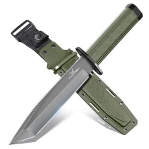 Professionelles Outdoor-Messer für Abenteuer, TAN REN Survival Messer mit Kydex-Scheide und D2-Stahl-Monoblock, geeignet für Outdoor-Aktivitäten und Bushcraft