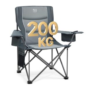 Campingstuhl für Outdoor-Aktivitäten, max. Traggewicht 200 kg, Sitzbreite 63 cm, praktisches Design mit integrierter Getränkehalter und isolierter Kühltasche