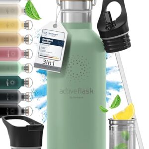 Trinkflasche aus Edelstahl mit Strohhalm und Infuser, BPA-frei und auslaufsicher, ideal für den Alltag und das Outdoor-Geräte
