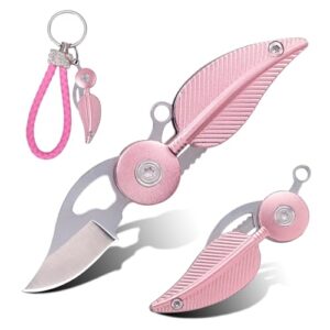 Vividstill Mini-Taschenmesser, cooles EDC Klappmesser mit Griff aus Aluminiumlegierung, tolles Geschenk Kleines Messer für Männer Outdoor Camping (rosa)