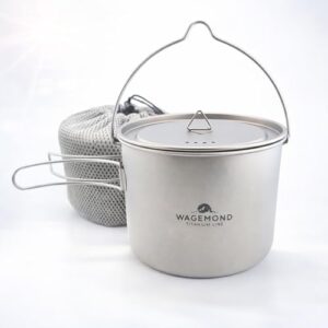 Camping Kochgeschirr aus Titan - robuster Outdoor Kochtopf mit faltbaren Griffen für Trekking, Bushcraft, Survival & Reisen