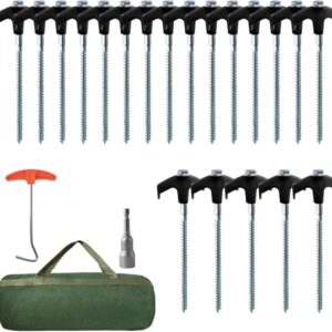 20-teiliges Set aus sturmsicheren Drehheringen für sichere und bequeme Befestigung von Zelten oder Unterständen, ideal für harten Boden, Wald, Wiesen oder Felsen