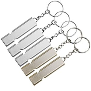 5 Stück Trillerpfeife, Notfallpfeife mit Schlüsselanhänger, Trillerpfeife für Sportunterricht, Schule, Gym, Outdoor, Camping, Angeln, Wandern, Jagen und Lebensrettend im Notfall. Hochwertige Aluminiumlegierung, robustes und langlebiges Design.