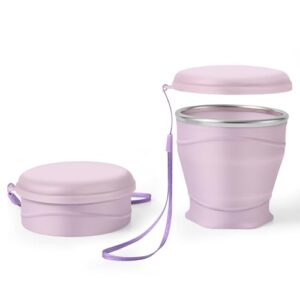 Faltbarer Silikonbecher mit Deckel, BPA-frei, für Reisen, Camping und Outdoor-Sportarten