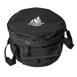 FEUERGOTT Transporttasche für Dutch Oven 4,5 l und 6,5 l - Polyester Tragetasche mit Reißverschlussfach und Netztaschen für Feuertopf Aufbewahrungstasche