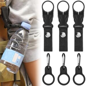 6-Stück Flaschenhalter Gürtel Schwarz, Nylon Gürtel Flaschenhalter Clips Tasche Water Bottle Holder, Karabiner Flaschenhalter Set, Wasserflaschen Schnallen Halter, Outdoor Trinkflaschen Haken