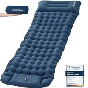Ultraleichte Camping Luftmatratze mit Fußpumpe und Kissen, kompaktes und leichtes Zeltaccessoire für Outdoor-Aktivitäten wie Wandern, Strandbesuchen oder Camping