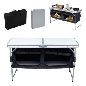 Campingküche mit Aluminiumgestell, Outdoor-Küche, Reiseküche, Küchenbox, 600D Schwarz