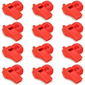 12 Stück rote Notfallpfeife mit Kordel, lauter und scharfer Ton, ideal für Rettungsschwimmer, Selbstverteidigung und Notfälle