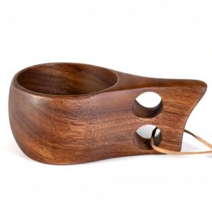Holztasse aus Natur-Akazienholz, 200ml Fassungsvermögen, rustikales Design, ideal für Outdoor-Aktivitäten wie Wandern oder Camping, einzigartige Maserung, handversiegelt mit natürlichem Pflanzen-öl-Finish