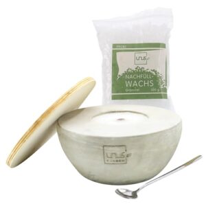 Kerze aus Beton mit breitem Rand und modernem Design für Außenbereich, wetterfest und langlebig.