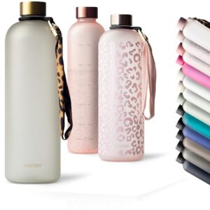 Trinkflasche mit Zeitmarkierung 1.5 Liter Kohlensäure geeignet, auslaufsichere Water Bottle, Wasserflasche BPA frei für Sport, Gym & Büro